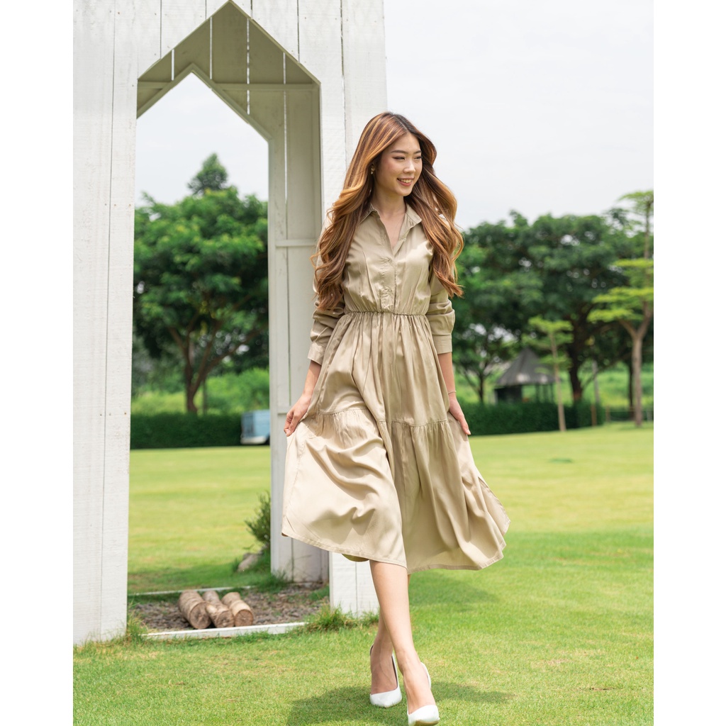 Christmas Ed | Elodie Long Dress / Dress Kasual / Dress Lengan Panjang Wanita