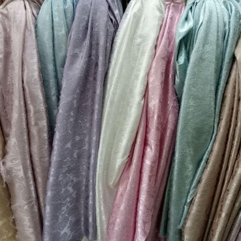 ヂ Kain Jaguard Gliter Jaguar Silky Bahan Dress Gaun Meteran ⇤