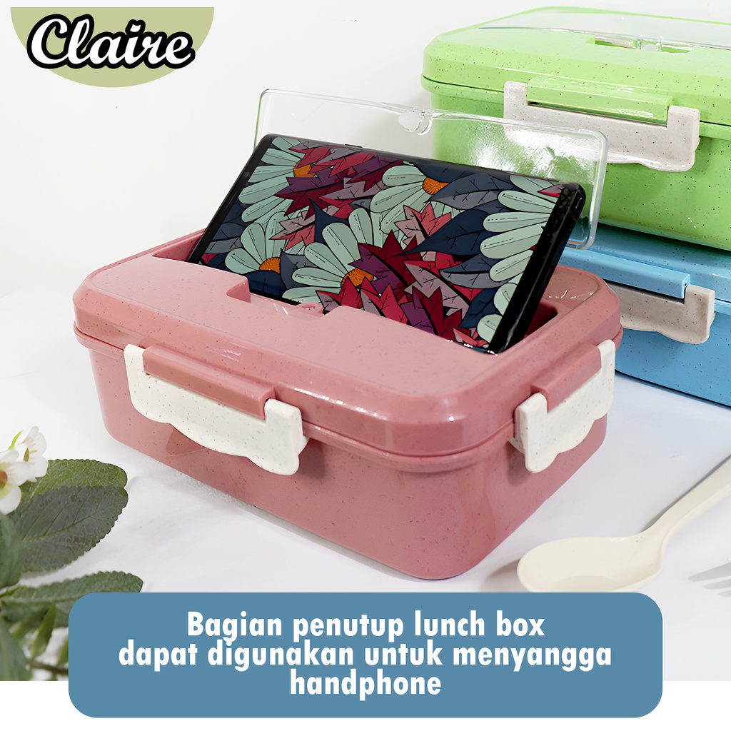 Kotak Makan Jerami  Anti Tumpah / Lunch Box Tempat Makan BPA FREE FREE SENDOK DAN GARPU