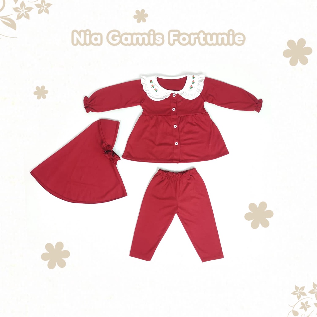 NEW !!! NIA BABY GAMIS FORTUNIE - GAMIS BAYI DENGAN CELANA UKURAN 6 - 16 BULAN