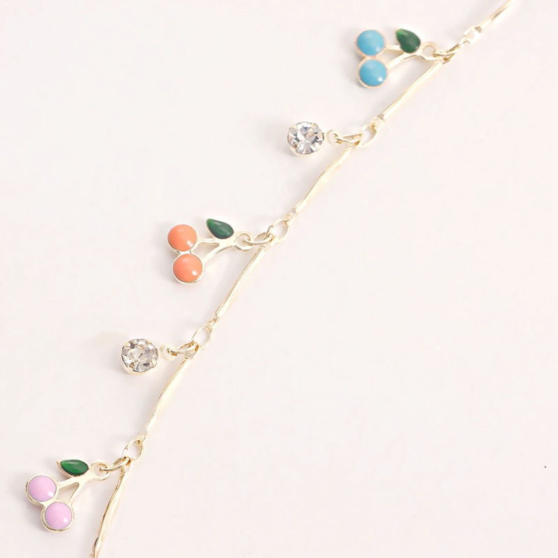 Warna-warni Menetes Cherry Zirkon Liontin Kalung Untuk Wanita Seksi Pendek Pantai Chokers Klavikula Rantai Perhiasan Boho Aksesoris