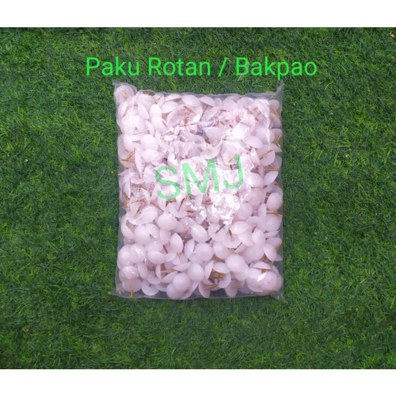 [Harga: 500pc]Paku Rotan Kursi Bakpao/Bakpau Hitam/Putih isi 500pc