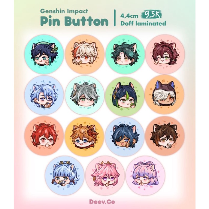 Pin button/ bros genshin impact game venti, xiao, kazuha, al haitham, tighnari, cyno, childe, zhongl