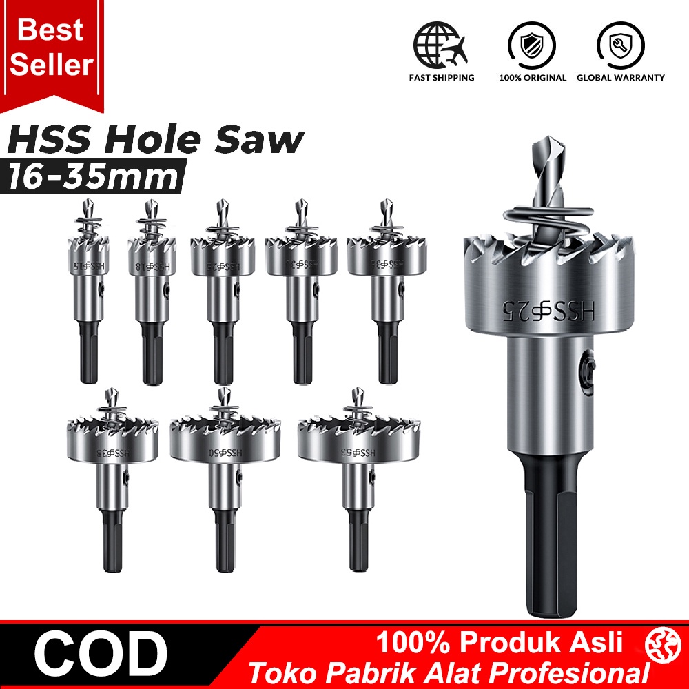 COOFARI Mata Bor Besi HSS Hole Saw 16mm-35mm Pelubang Besi High Quality