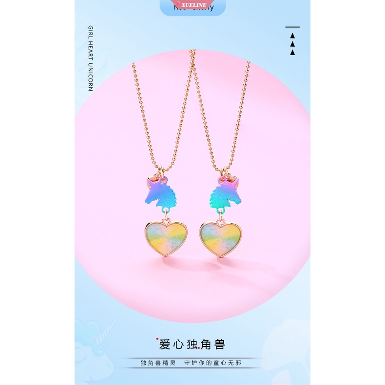 2 Pcs/set unicorn Cinta Kalung Teman Baik Berbentuk Hati Liontin Kalung Tujuh Warna Gradasi Cat Semprot Cocok Untuk Anak Perempuan fashion Hadiah Persahabatan.  [ZXL] Gamis /gamis /gamis /gamis /gamis /gamis /gamis /gamis /gamis /gamis /gamis /gamis /gami