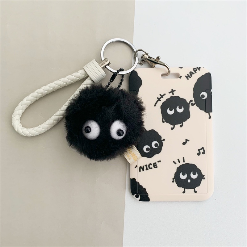 Kawaii Briket Card Holder Badge Holder Kartu Bus ID Card Bola Bara Hitam Gantungan Kunci Mewah Liontin Perlengkapan Kantor Sekolah Aksesoris