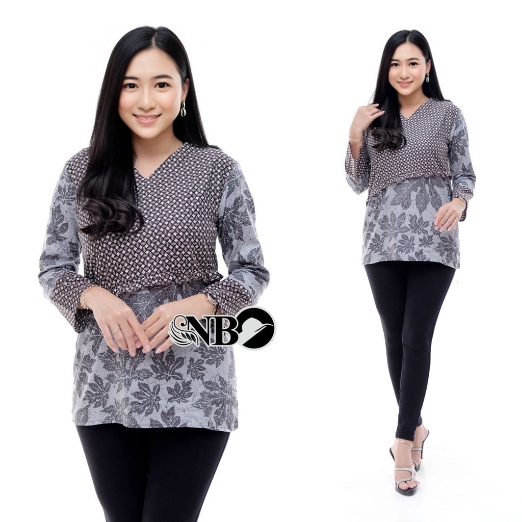 BATIK WANITA MODEL TERBARU BLOUSE KERJA KEKINIAN BLUS KANTOR MODERN