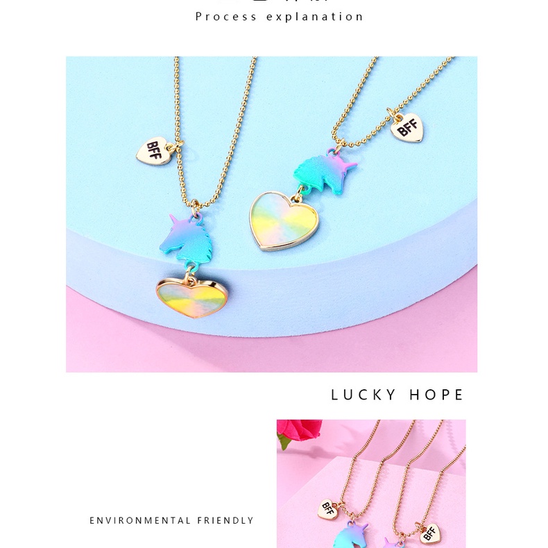 2 Pcs/set unicorn Cinta Kalung Teman Baik Berbentuk Hati Liontin Kalung Tujuh Warna Gradasi Cat Semprot Cocok Untuk Anak Perempuan fashion Hadiah Persahabatan.  [ZXL] Gamis /gamis /gamis /gamis /gamis /gamis /gamis /gamis /gamis /gamis /gamis /gamis /gami