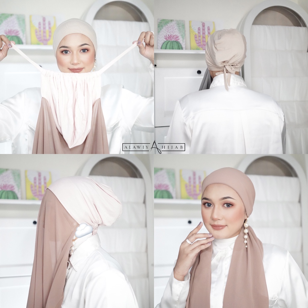 Dima Instant Pashmina Inner - Alawiyahijab Ceruty Babydoll (Hijab Instan 2IN1 Anti Pusing) 185cm X 75cm