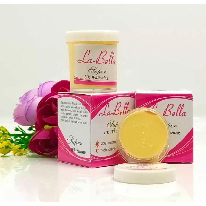 [ 3PCS ] Cream La-bella Super UV Whitening Original / Krim Siang Malam Labela Pink
