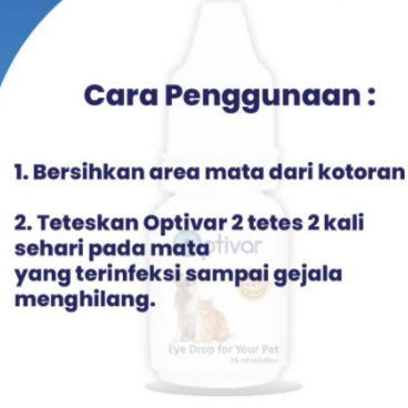 Optivar Pet Eye Drop 15ml Obat Tetes Mata Kucing Anjing Vet Recomended