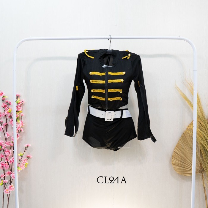 SEXY COSTUME LINGERIE COSPLAY CAPTAIN POLICE SEKSI WANITA HITAM CL24A BAHAN BERKUALITAS TINGGI