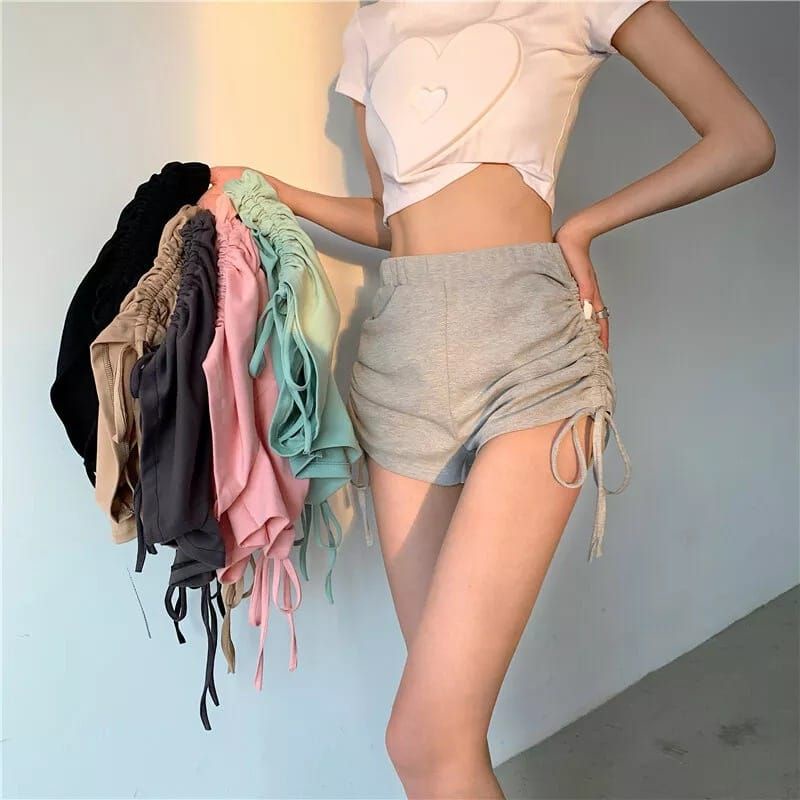 Noze Short Pants Celana Pendek Wanita Tali Serut Samping Kiri Kanan Korean Style Terbaru 2023