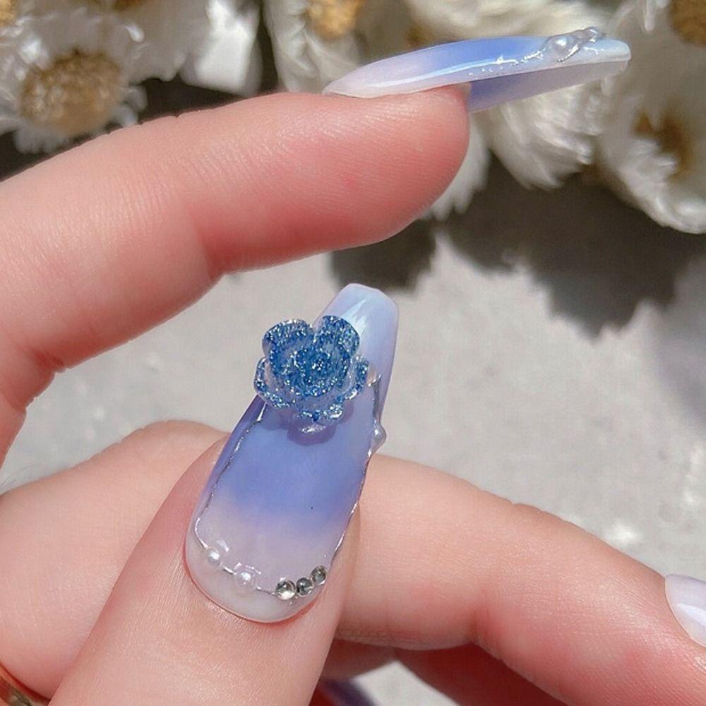 AUGUSTINA Agustina Bunga Dekorasi Kuku Fashion Jepang Resin Manicure Aksesoris Hiasan Kuku Ukuran Campur Perhiasan Kuku 3D
