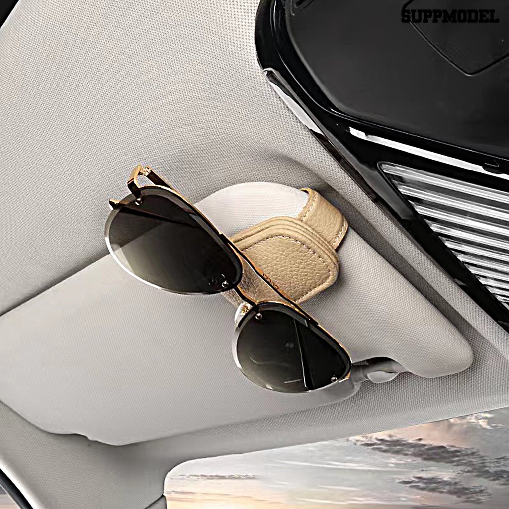 [Auto] Sunglass Holder Klip Multifungsi Desain ic Kulit Imitasi Pelindung Matahari Mobil Dipasang Klip Gantungan Kacamata Untuk Mobil