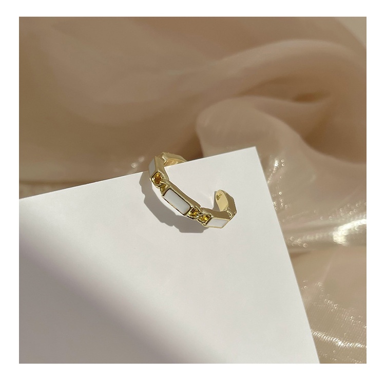 (open ring)Cincin Model Terbuka Bentuk Kotak Warna Putih Gaya Korea (TR - 004)