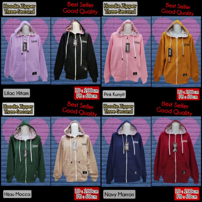HOODIE ZIPPER 3SECOND MOTIF POLKADOT