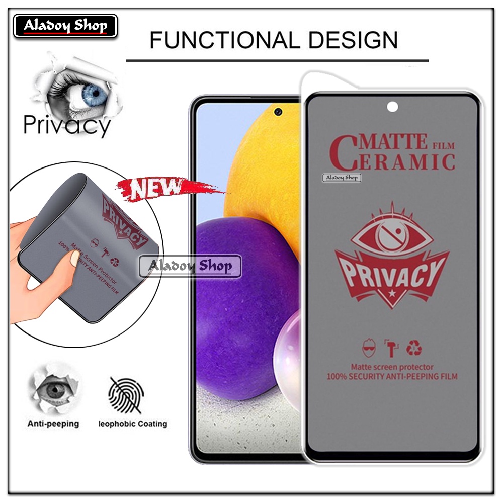 Tempered Glass Anti SPY Samsung A72 Anti Gores Privacy + Tempered Glass kamera dan Skin Carbon