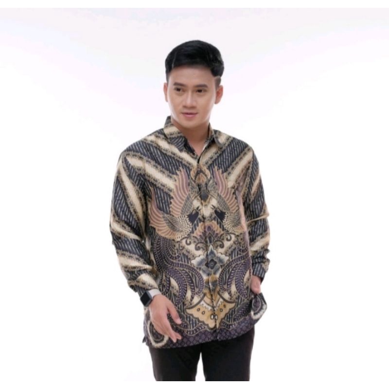 Batik sutra atasan batik pria lengan panjang