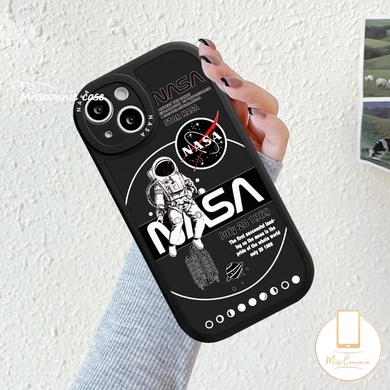 IPHONE Casing Ponsel NASA Merek Fashion Kompatibel Untuk Iphone7 8 6 6s Plus 11 13 12 14 Pro MAX XR X XS Max14 Plus Se2020 Astronot Lembut TPU Kembali Shockproof Cover