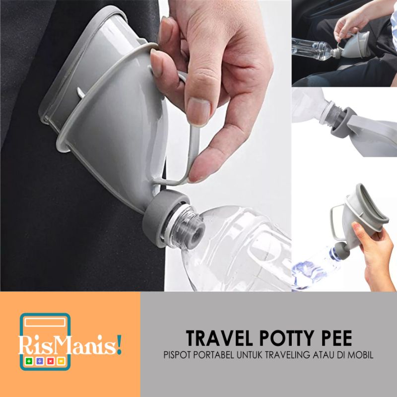 TRAVEL POTTY PEE - Botol Pispot Mobil Portable Traveling Darurat Corong Urinator Pria Wanita Anak Dewasa Orangtua Toilet Portabel Urinoir Wadah Pipis Emergency Tempat Kencing Buang Air Kecil