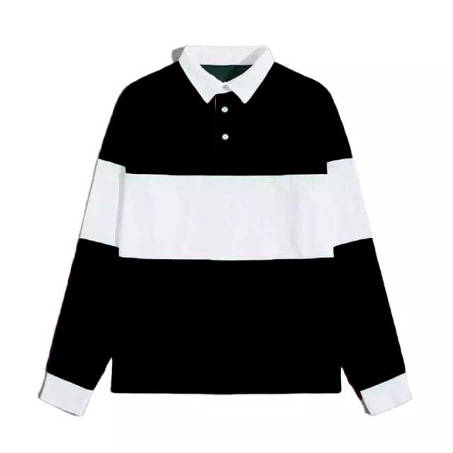 Polo Shirt Rugby Lengan Panjang Pria Wanita Oversize