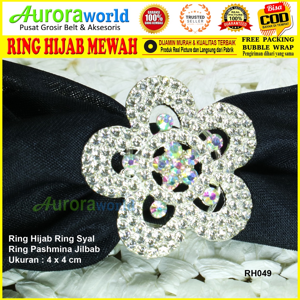 Auroraworld Ring kerudung hijab ring syal permata Ring Pashmina Berlian mutiara Mewah bros cincin kerudung scarf fashion terbaru anti hitam bisa COD RH-1G