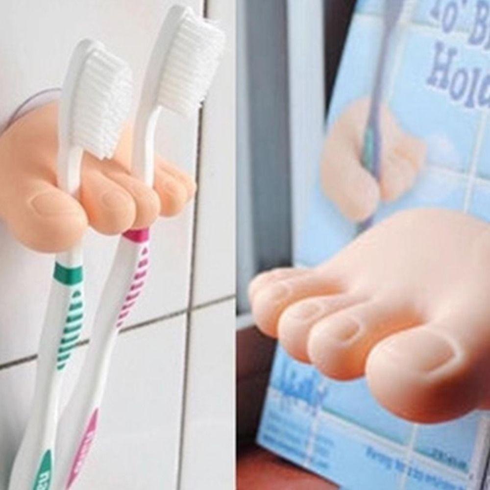 Solighter 1/2pcs Toes Suction Holder Lucu Dengan Sucke Home Dengan Suction Cup Toe Bentuk Kaki Holder