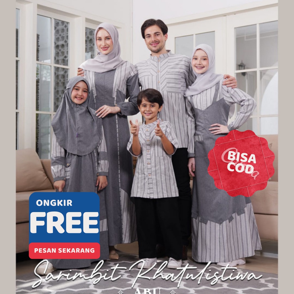 BUSANA MUSLIM SARIMBIT COUPLE RAUNA ORIGINAL - KHATULISTIWA 11 ABU