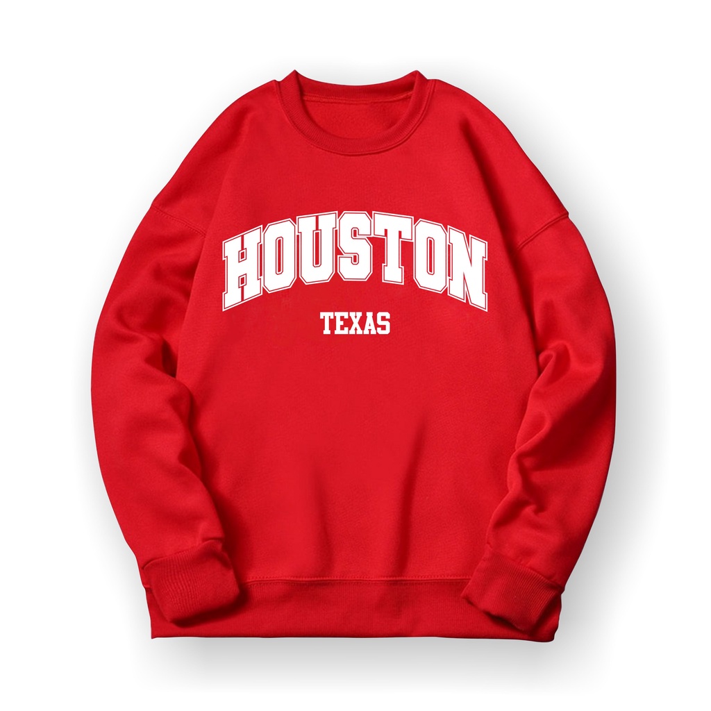 HOUSTON TEXAS Sweatshirt Basic II Sweater Crewneck Print DTF II Sz M - XL Anak &amp; Dewasa ( Pria &amp; Wanita )