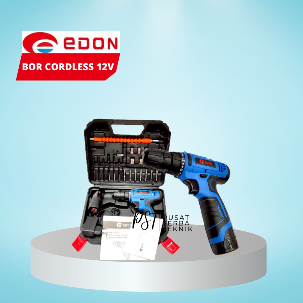 Bor Cordless Edon 12V Lithium Lv 3 1210 Koper 2 Baterai