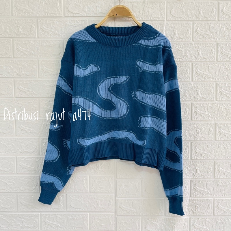 AURORA SWEATER RAJUT IMPORT MOTIF S KOREA LENGAN PANJANG WANITA