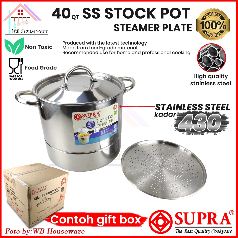 TERMURAH SUPRA steamer 40qt 38Liter / panci tinggi jumbo stainless + tutup / panci rebus sayur /