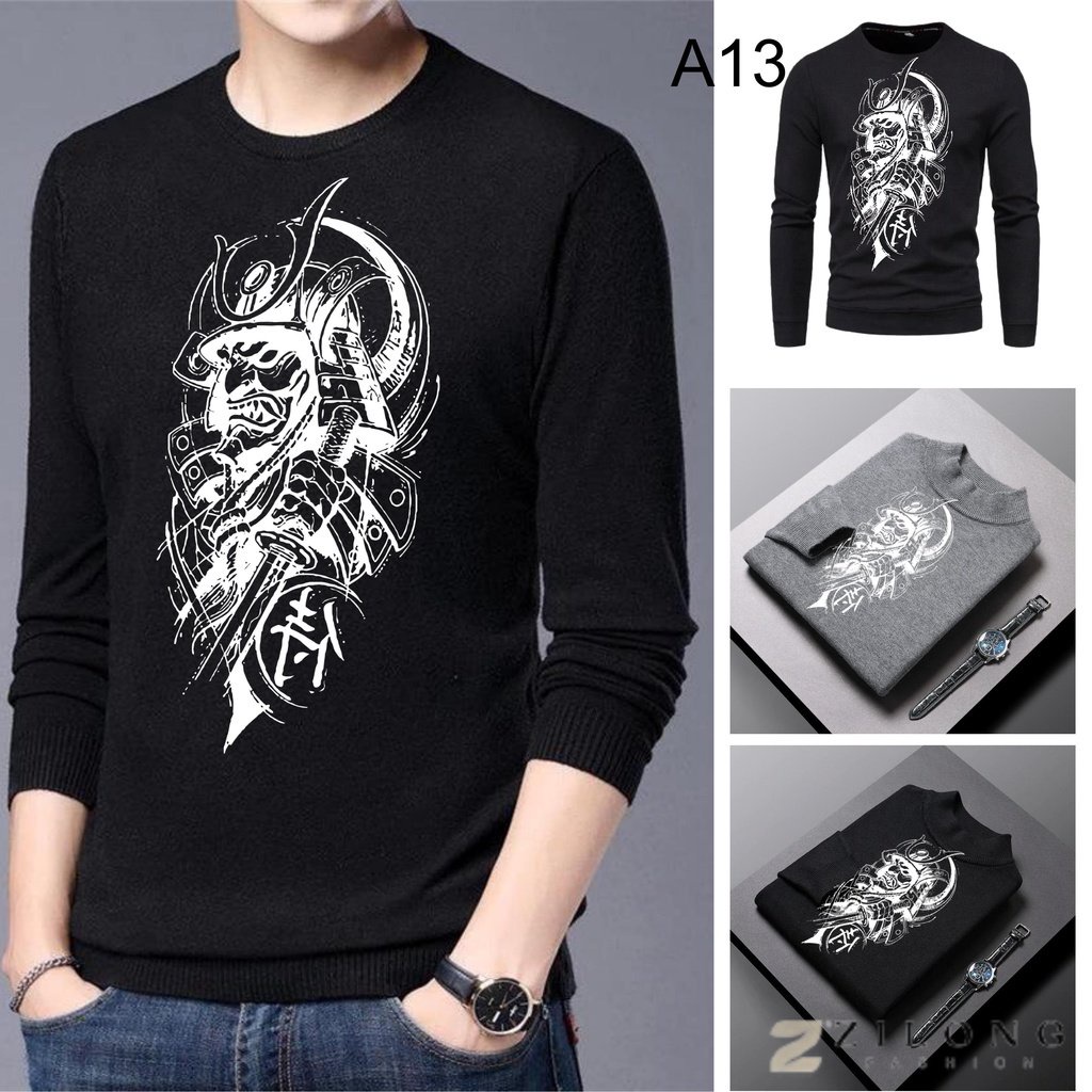 Zilong A13 - Jaket Sweater Karakter Kartun Samurai Bahan Fleece Tebal Pria Wanita Jacket Wibu Otaku 