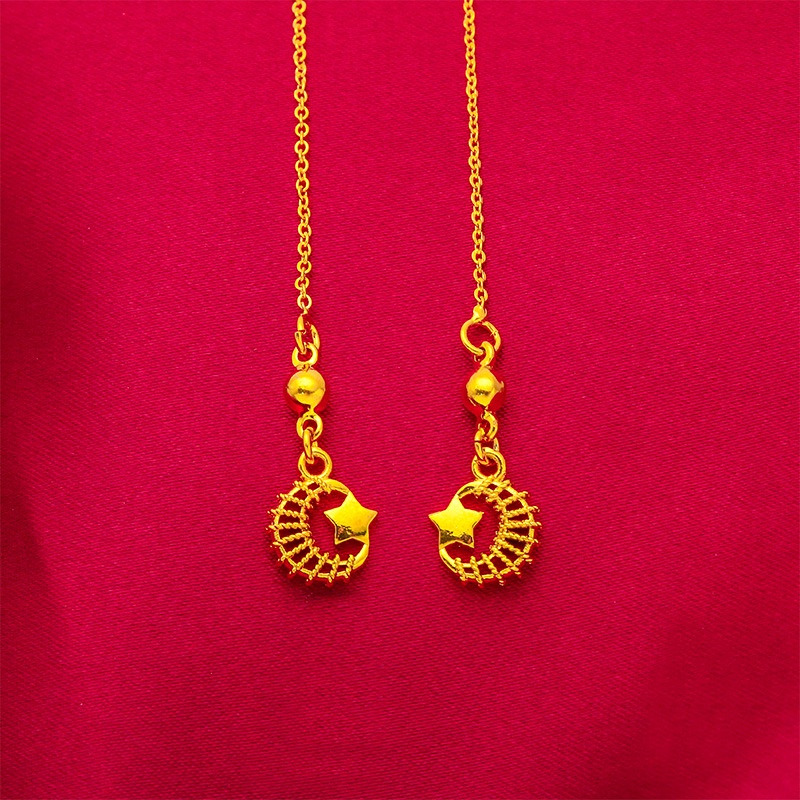 Emas Goldkingdom Anting Modis Emas Asli Kadar 375 Bangkok Ready Anting Bintang Bulan Wanita Anting Anting Vietnam Pasir Emas Wanita Anting Fashion Grosir Anting