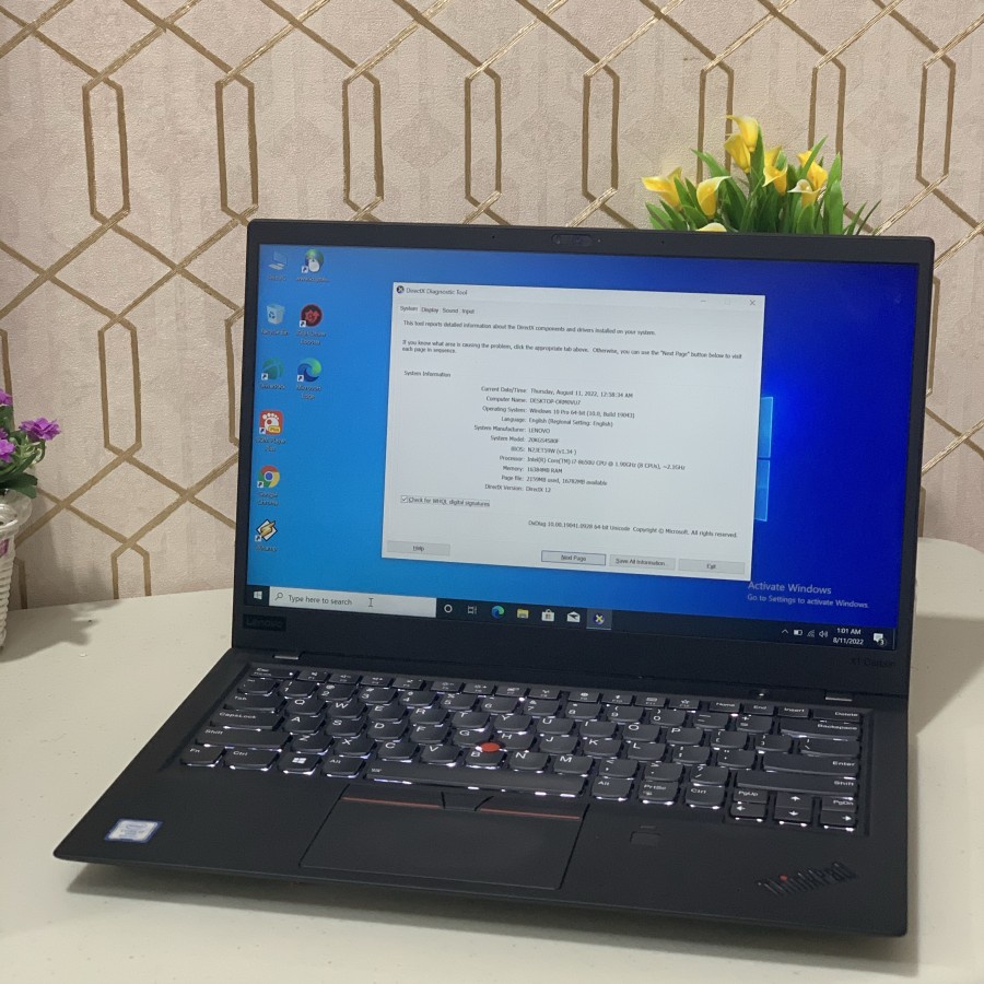 LENOVO THINKPAD X1 CARBON CORE i7 Gen 8TH RAM 8 Ssd 256 Backlight