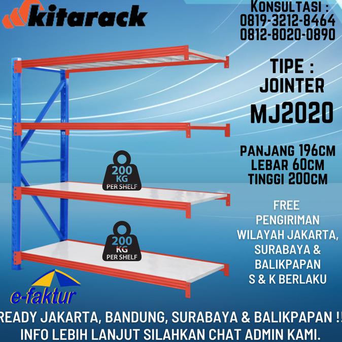 

KITARACK KJ2020 JOINTER RACK GUDANG 4 SUSUN RACK WAREHOUSE TINGGI 2M