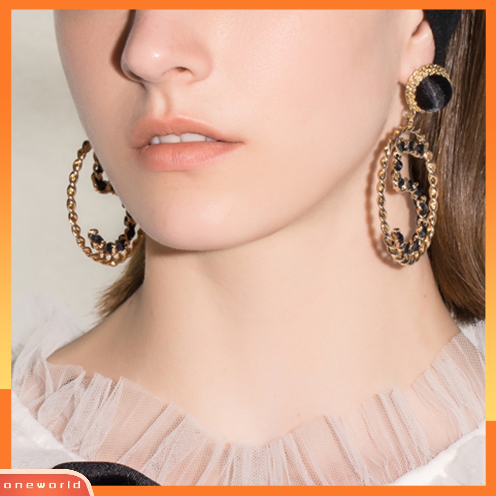 [WONE] Fashion Wanita Nomor5 Pita Mutiara Imitasi Lingkaran Besar Statement Stud Earrings