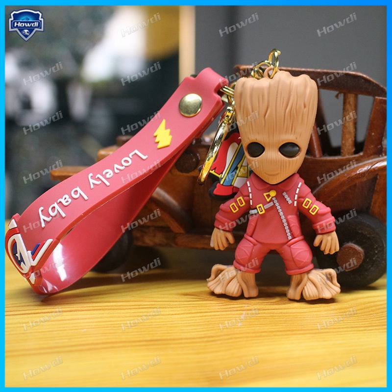 Gantungan Kunci Avenger Alliance Groot Tree Man Raccoon Keychain Animasi Liontin Gantungan Kunci Mobil