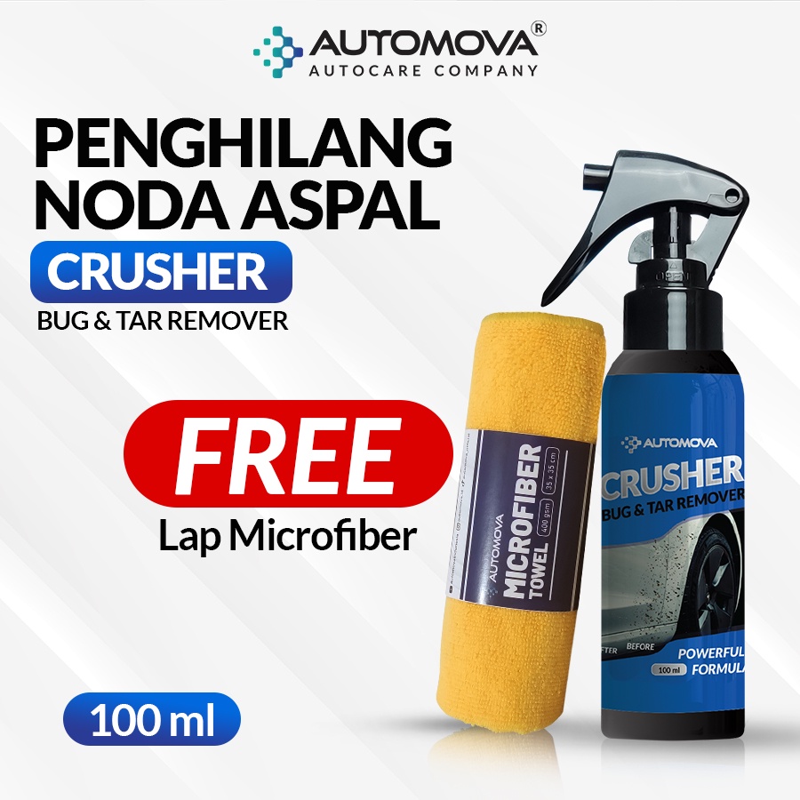 AUTOMOVA - Mengurangi Aspal Body Mobil | Noda Aspal Bekas Getah Sticker | Bug &amp; Tar Remover Crusher 100 ml