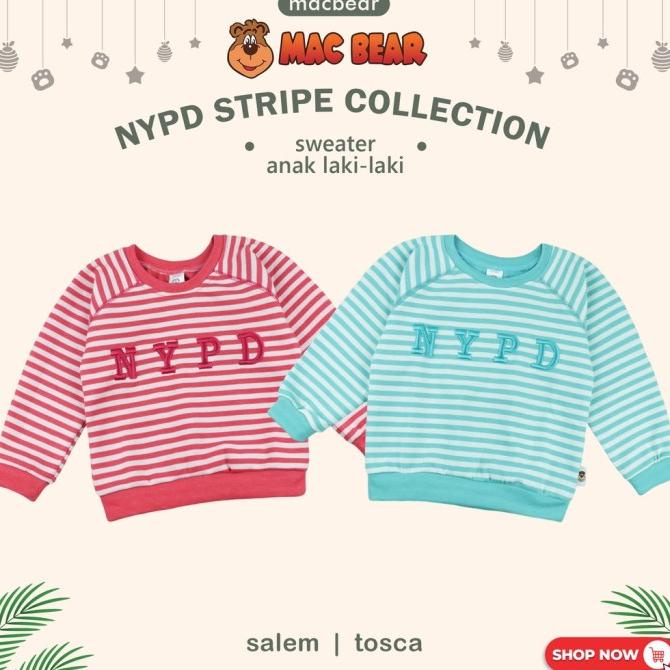 MacBear Baju Anak Laki-laki Sweater Anak Winter Collection NYPD Stripe