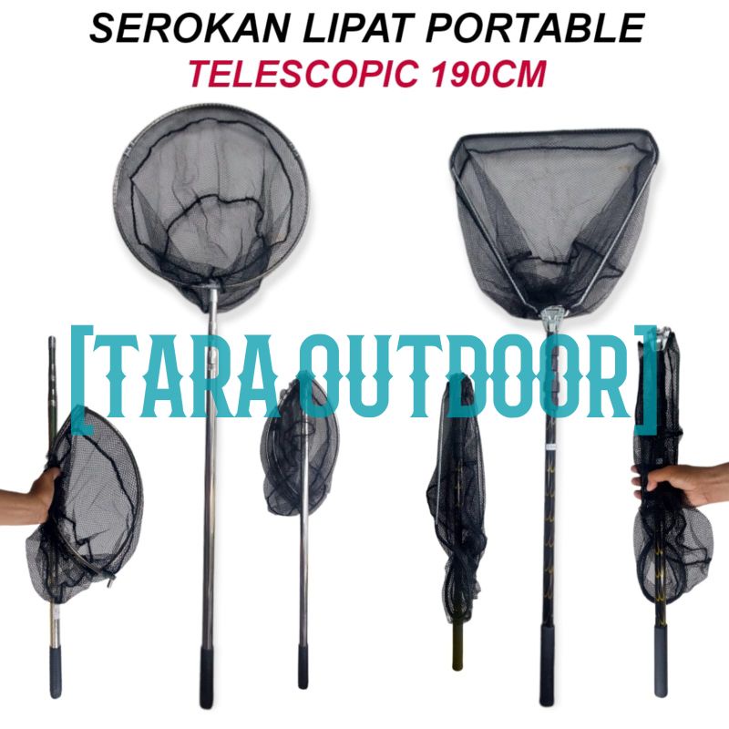 Serokan Jaring Ikan Lipat Teleskopik Portable Mancing Besar