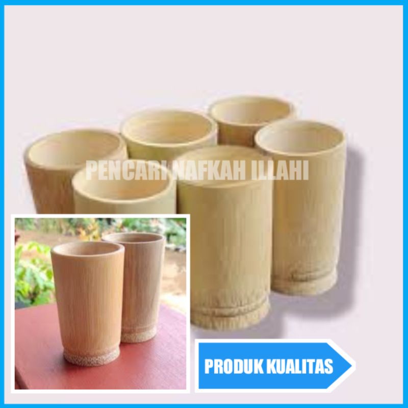 Jual Mug Gelas Bambu Tanpa Pegangan Cangkir Bambu Kupas Asli Shopee