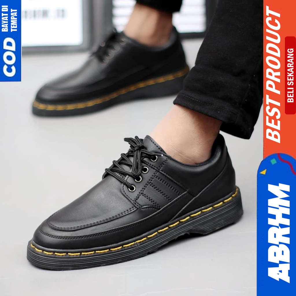 Sepatu Pantofel Formal Docmart Low Boots Kerja Pria Hitam Abrhm Rooney