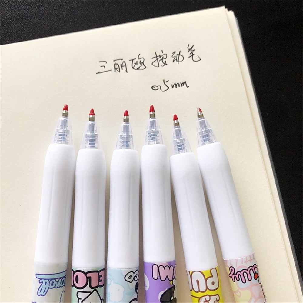 [COD Tangding] 6pcs Lucu Sanrio Siswa 0.5mm Pena Netral Coolomey Jade Guigou Gadis Kartun Pulpen Alat Tulis