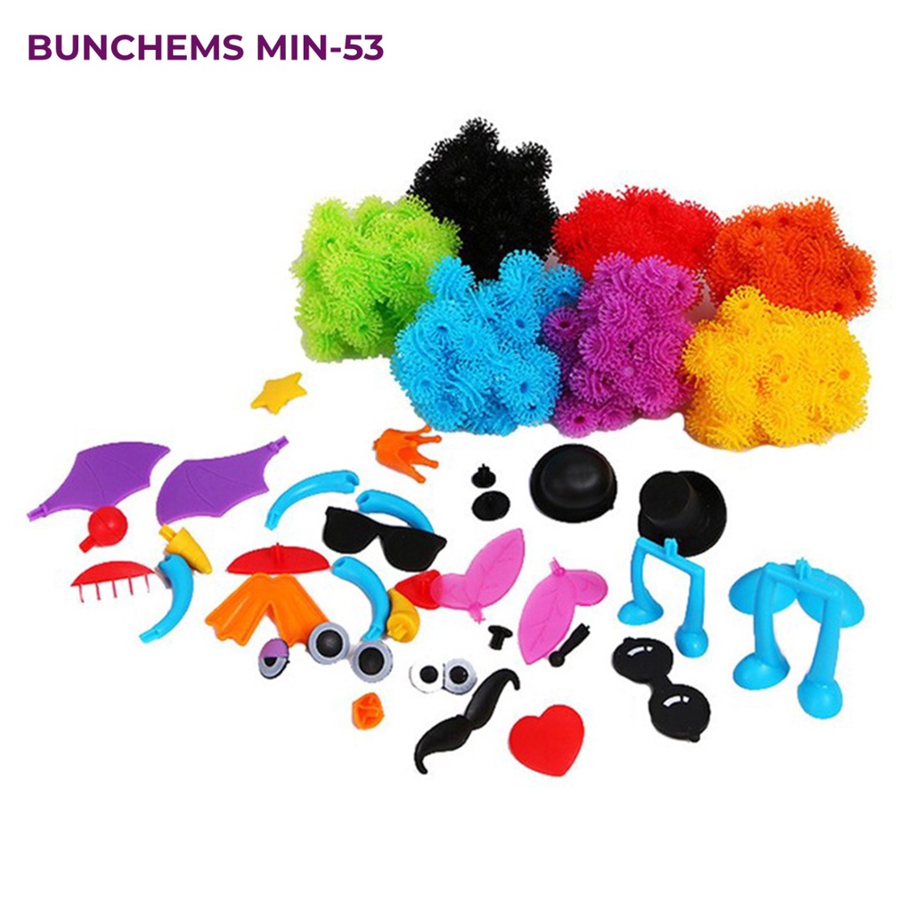 Mainan Anak Sale Bunchems Thorn Ball Magic Ball Puzzle Merakit Hewan Robot Boneka Lucu