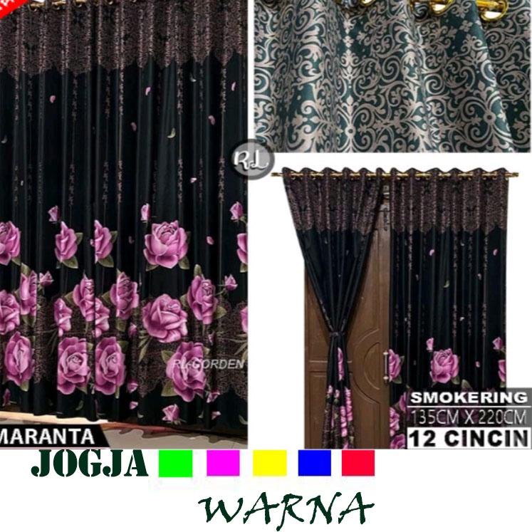 Murah Gembira Gorden/Tirai/Horden/Gordyn/gorden pintu jendela / Gorden  Embos Polos Abu-abu