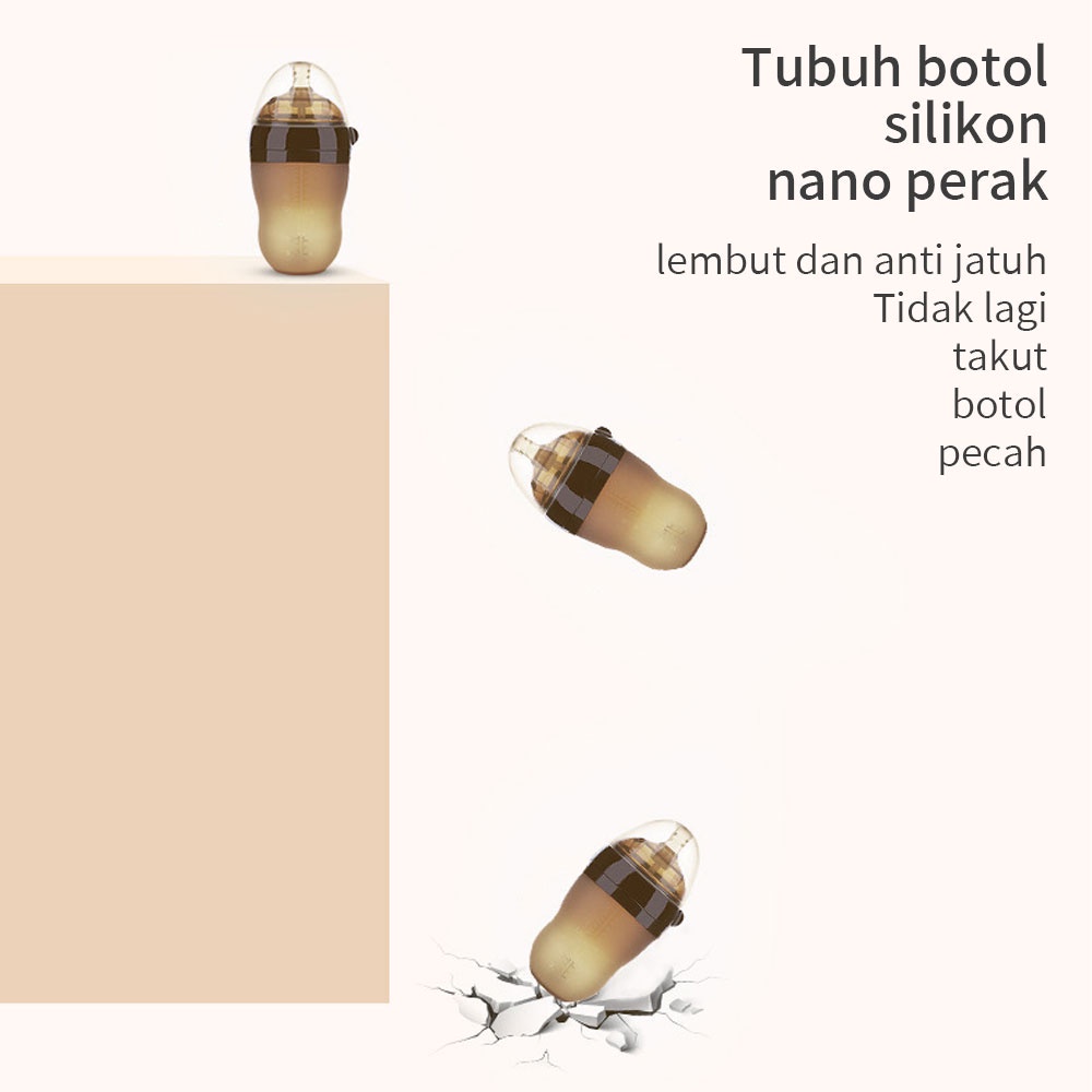 Botol Bayi Silikon Botol Silikon Dengan Pegangan Artefak Penyapihan Bayi 250ML 180ML 150ML Botol Bayi Dengan Sedotan  Botol Susu Bayi Silikon Leher Lebar