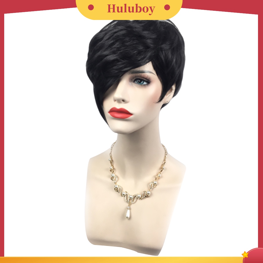 Rambut Palsu Wanita Model Pendek Lurus Warna Hitam Untuk Cosplay