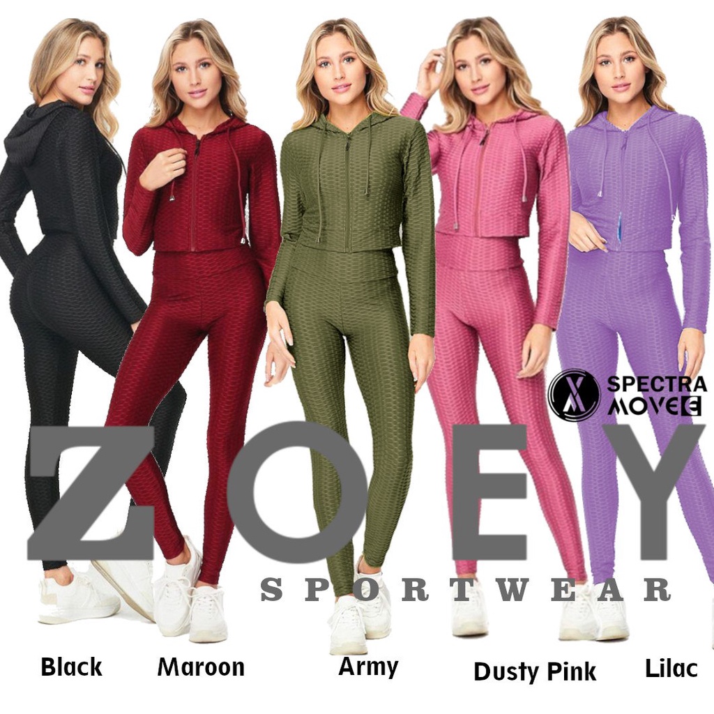 Setelan senam tangan panjang ZOEY SET setelan olahraga wanita baju senam set sport legging senam cel